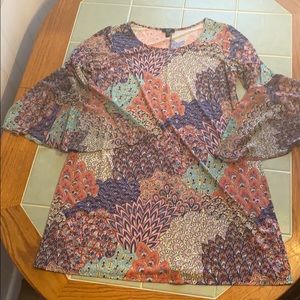 Colorful long sleeve flutter dress!